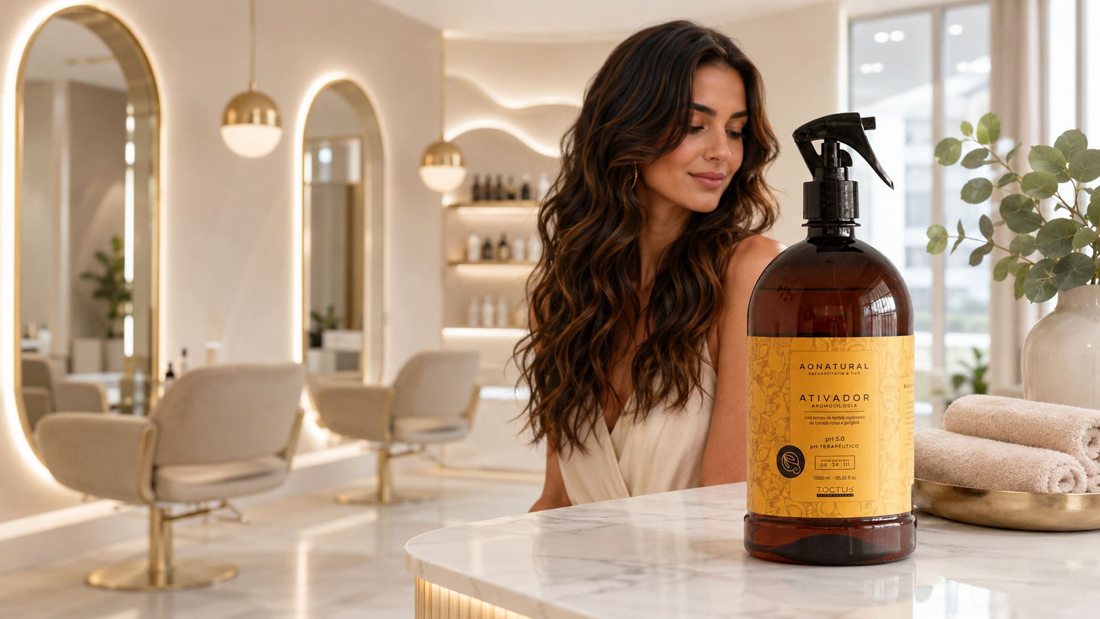 Salon-size Aonatural activator on a salon counter