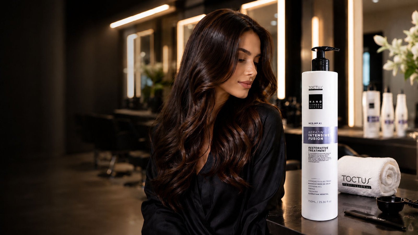 Professional keratin treatment in a salon