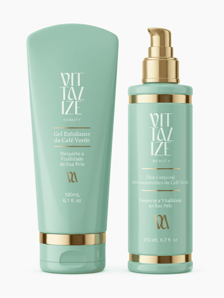 kit Vitalize Beauty Gel Esfoliante de Cafe Verde 180Ml -6.1 e Oleo Corporal Dermocosmeticos 200Ml -6.7 oz